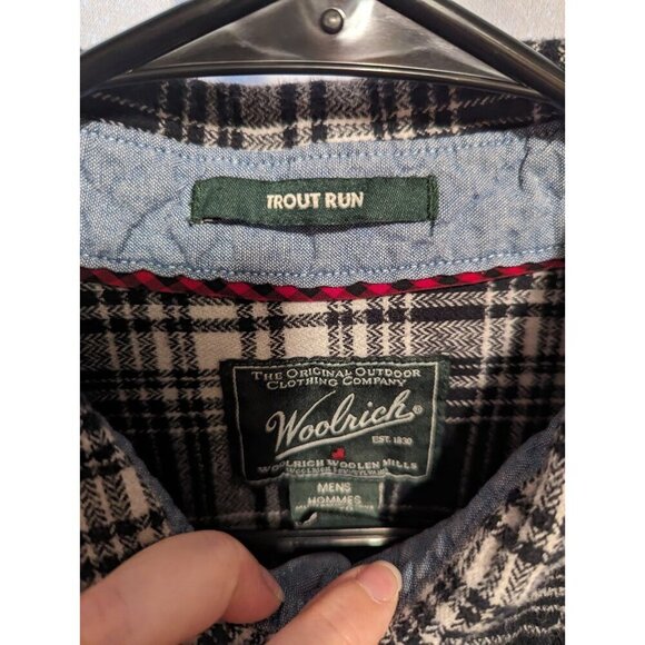 Woolrich Shirt Mens XL Trout Run Flannel Button Down Blue Plaid Cotton Outdoor - Picture 4 of 13